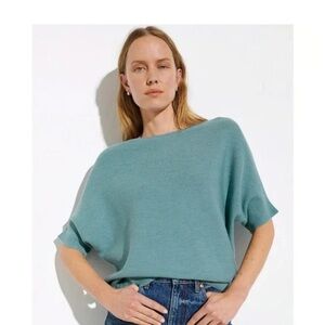 The Reset R Label Teal Blue Dolman Crew Neck Sweater size S/M